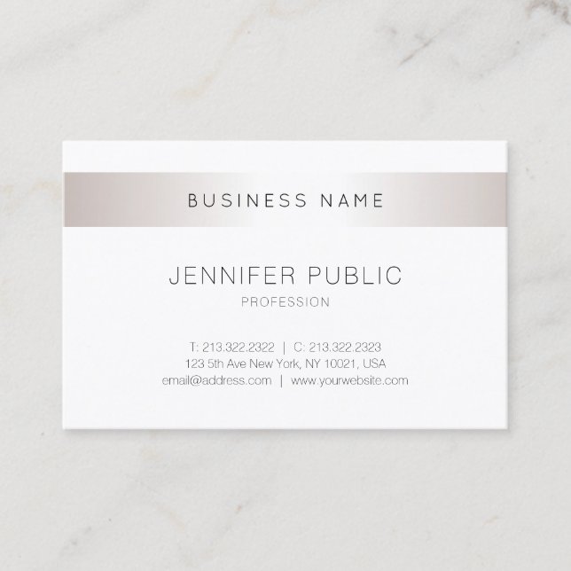 Trendy Elegant Modern Sleek Design Silver Plain Business Card (Front)