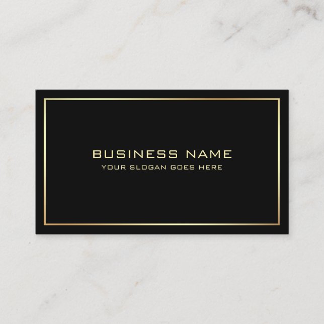 Trendy Elegant Modern Template Black And Gold Business Card (Front)