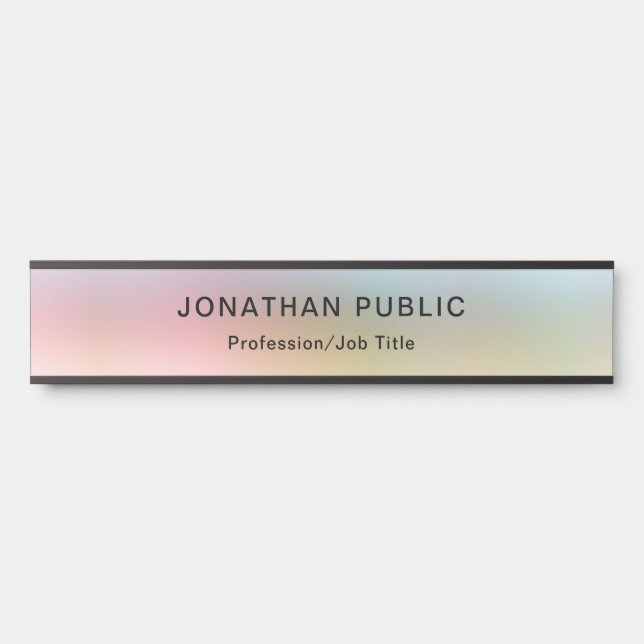 Trendy Elegant Modern Template Yellow Green Red Door Sign (Front)