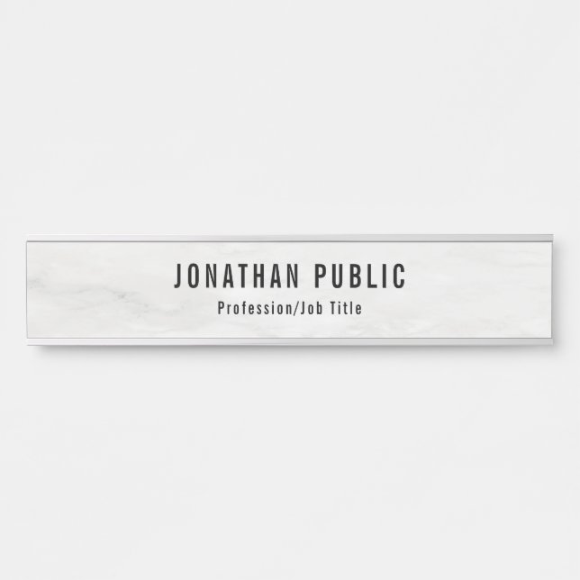 Trendy Elegant Modern White Marble Template Door Sign (Front)