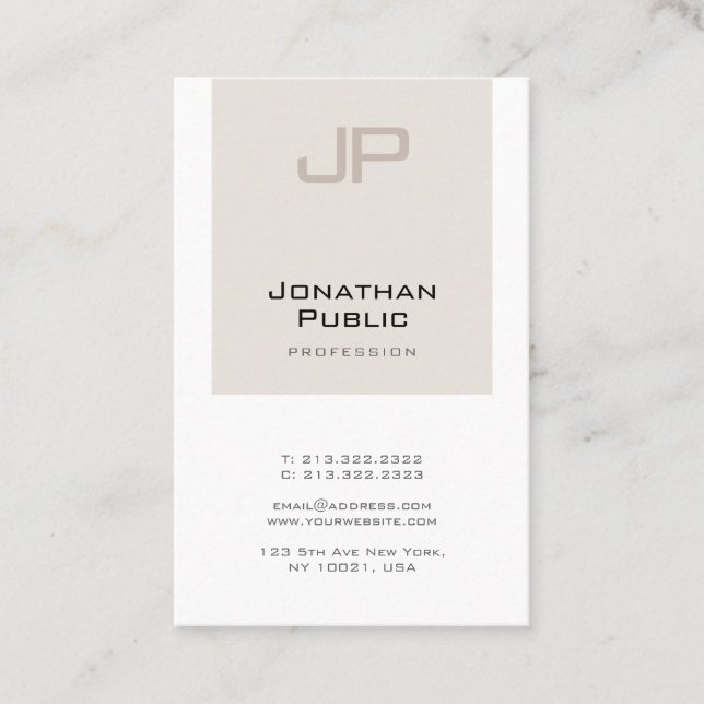 Trendy Elegant Monogram Design Simple Plain Luxe Business Card (Front)