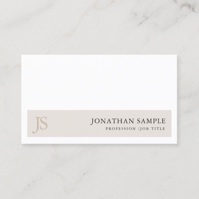 Trendy Elegant Monogram Minimalist Design Plain Business Card (Front)