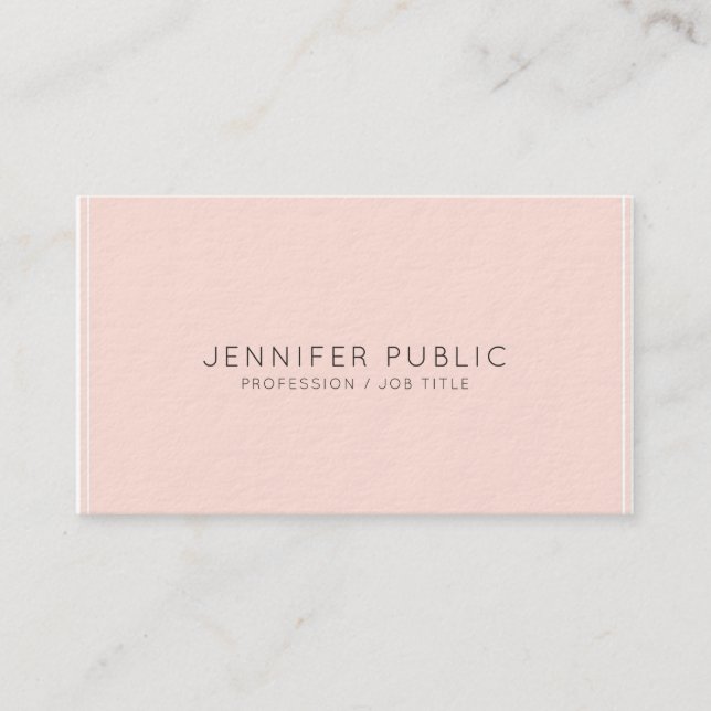 Trendy Elegant Monogrammed Blush Pink Luxury Business Card (Front)