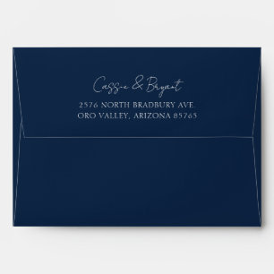 Trendy Elegant Navy Blue Wedding Invitation Envelope