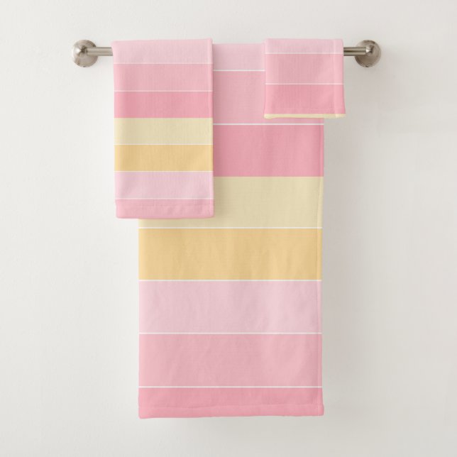 Trendy Elegant Pink And Yellow Template Modern Bath Towel Set (Insitu)