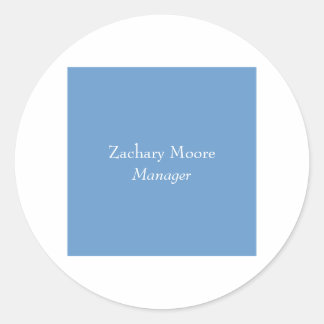 Trendy elegant plain simple minimalist blue white classic round sticker