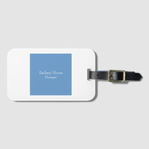 Trendy elegant plain simple minimalist blue white luggage tag
