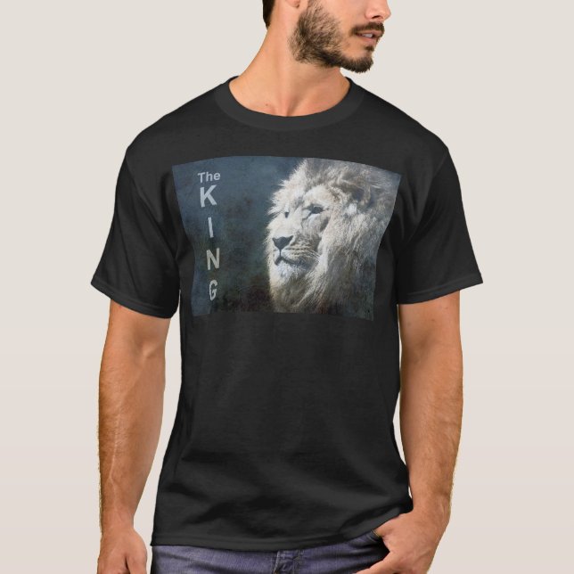 Trendy Elegant Pop Art Lion Head Template Black T-Shirt (Front)