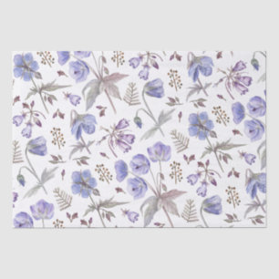 Trendy Elegant Purple Violet Wildflowers Party Tissue Paper