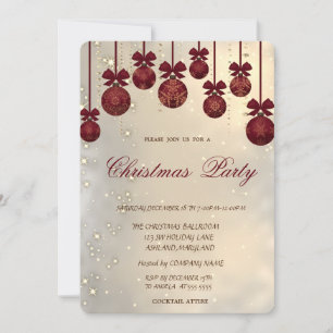 Trendy Elegant Red Christmas Balls,Christmas Party Invitation