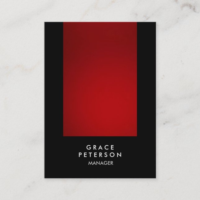 Trendy Elegant Red Stripe Black Professional Business Card (Front)