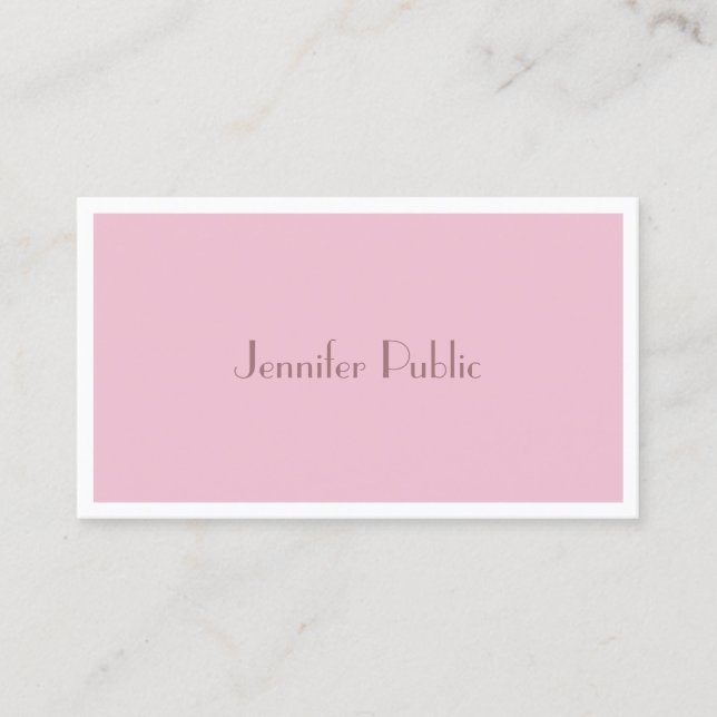 Trendy Elegant Rose Colour Modern Design Template Business Card (Front)