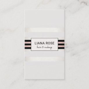 Trendy Elegant Rose Gold Black Stripes Beauty Business Card