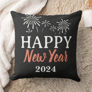 Trendy Elegant Script Happy New Year Cushion