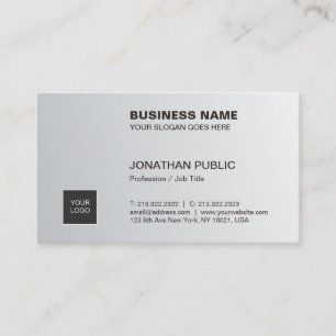 Trendy Elegant Silver Sleek Chic Plain Corporate Business Card