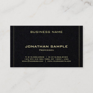 Trendy Elegant Sleek Black Gold Design Luxury Business Card