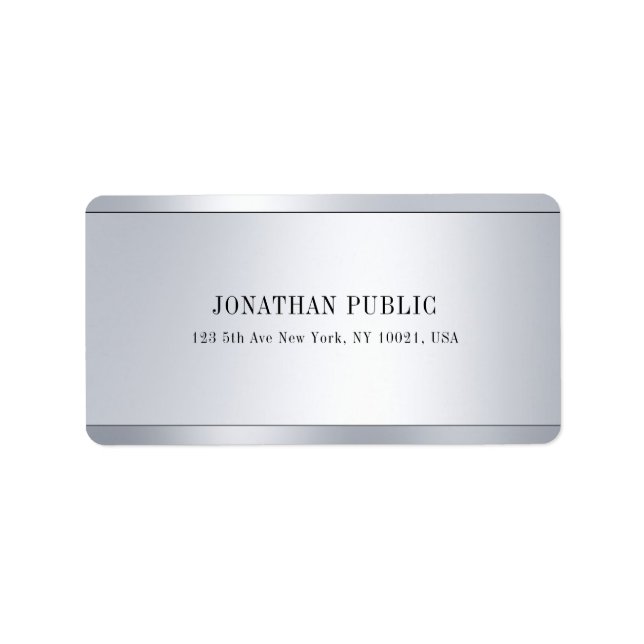 Trendy Elegant Sleek Modern Silver Glamour Address Label (Front)