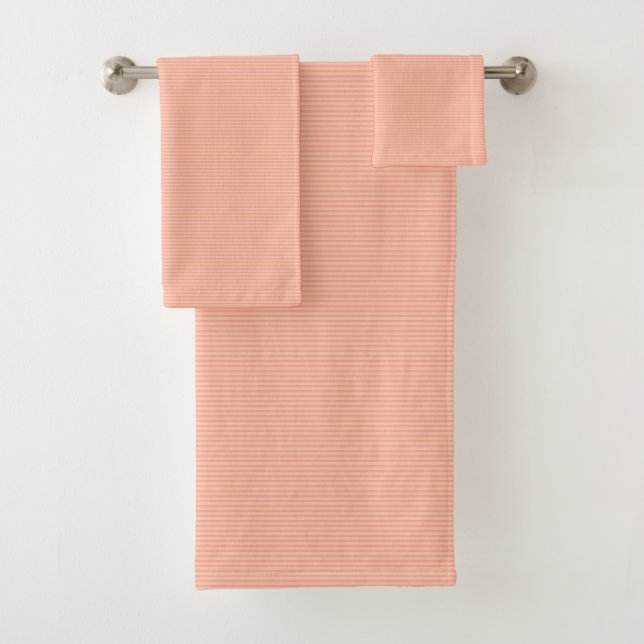 Trendy Elegant Template Peach Colour Striped Custo Bath Towel Set (Insitu)