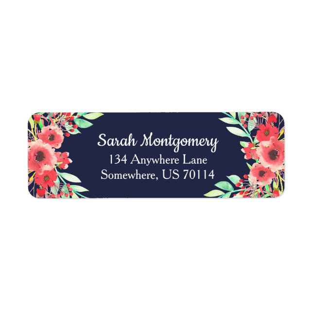 Trendy Elegant Watercolor Pink Flowers & Foliage (Front)