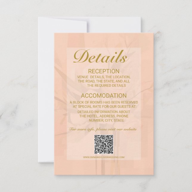 Trendy Elegant Wedding Details Enclosure Card (Front)