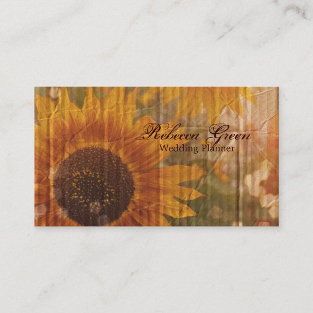 trendy elegant western country garden sunflower business card (Front)
