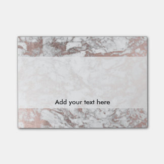 Trendy elegant white faux rose gold modern marble post-it notes