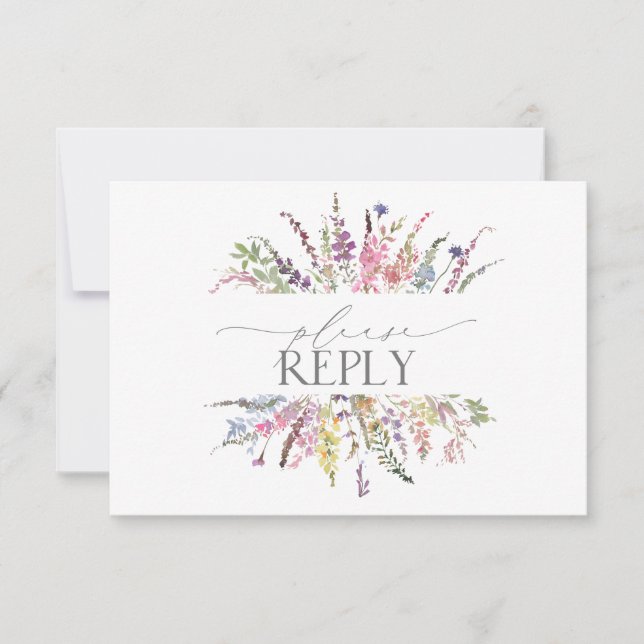 Trendy Elegant Wildflower Floral Meal Choices RSVP Card (Front)