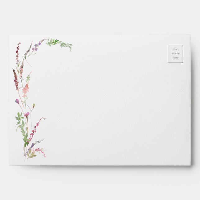 Trendy Elegant Wildflower Floral Wedding Envelope (Front)