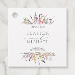 Trendy Elegant Wildflower Floral Wedding Favour Tags