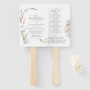 Trendy Elegant Wildflower Floral Wedding Program Hand Fan
