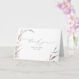Trendy Elegant Wildflower Floral Wedding Thank You Card