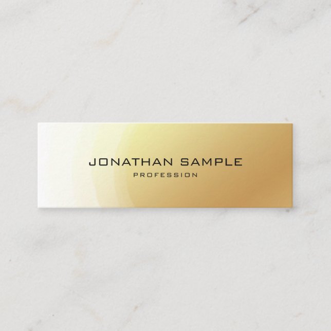 Trendy Elite Gold Design Elegant Modern Plain Mini Business Card (Front)