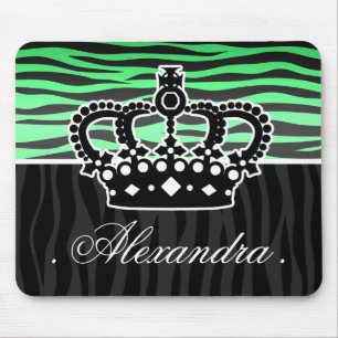 trendy emerald green and black zebra print mouse mat