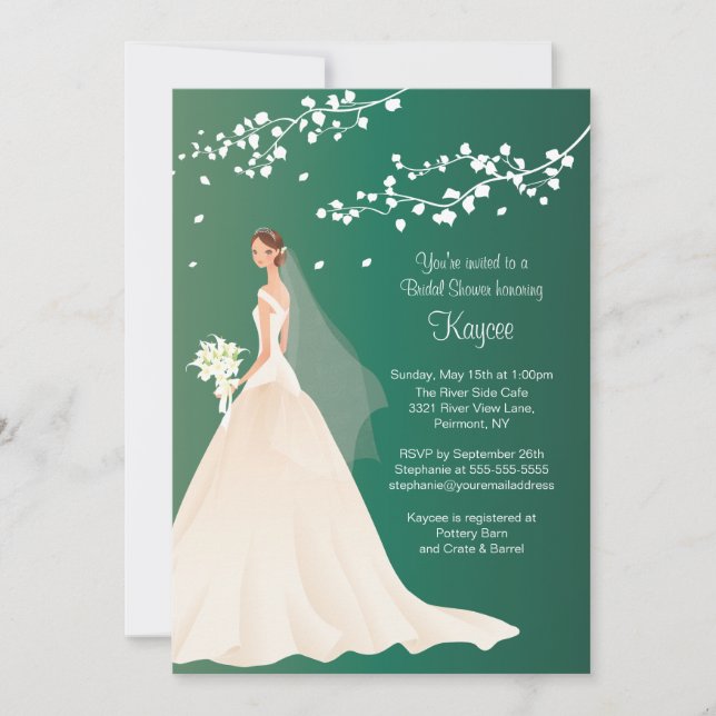 Trendy Emerald Green Bride Bridal Shower Invite (Front)