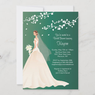 Trendy Emerald Green Bride Bridal Shower Invite