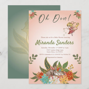 Trendy Enchanted Sweet Deer Woodland Wild Animal Invitation