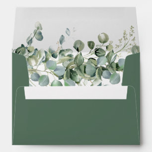 Trendy Eucalyptus Emerald Green Watercolor Foilage Envelope