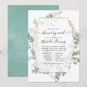 Trendy Eucalyptus Geometric Baby Shower by Mail Invitation