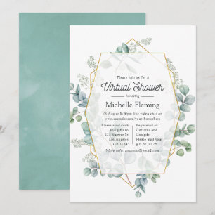 Trendy Eucalyptus Geometric Virtual Baby Shower Invitation