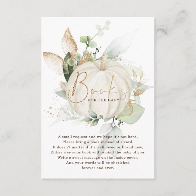 Trendy Eucalyptus Greenery Pumpkin Books for Baby Enclosure Card (Front)