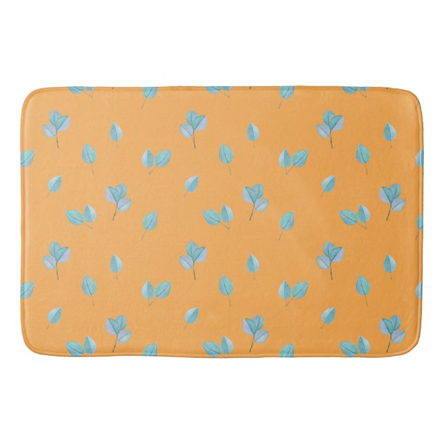 Trendy Eucalyptus Leaves On Marigold  Bath Mat (Front)