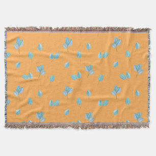 Trendy Eucalyptus Leaves On Marigold  Throw Blanket