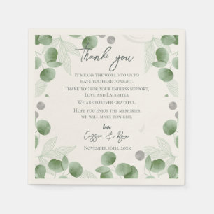 Trendy Eucalyptus Leaves Wedding Thank you Message Napkin