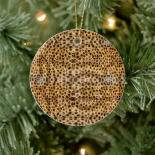 Trendy Exotic Cheetah Fur Pattern Animal Print Ceramic Tree Decoration