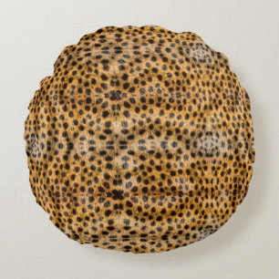 Trendy Exotic Cheetah Fur Pattern Animal Print Round Cushion