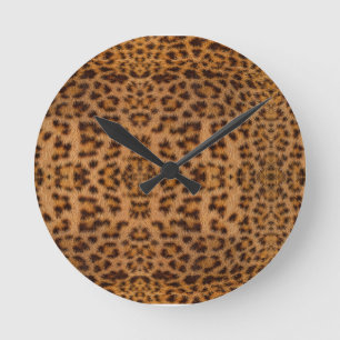 Trendy Exotic Jaguar Fur Pattern Animal Print Round Clock