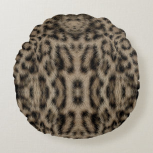 Trendy Exotic Snow Leopard Pattern Animal Print Round Cushion