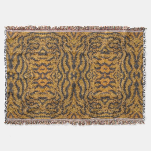 Trendy Exotic Tiger Fur Pattern Animal Print Throw Blanket (Front)