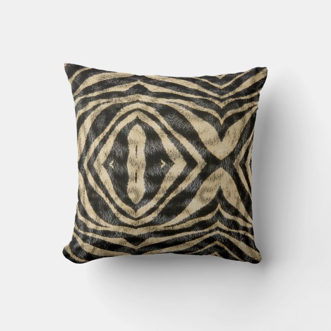 Trendy Exotic Zebra Fur Pattern Animal Print Cushion (Front)