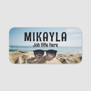 Trendy Eyeglasses on a Beach Optical   Name Tag
